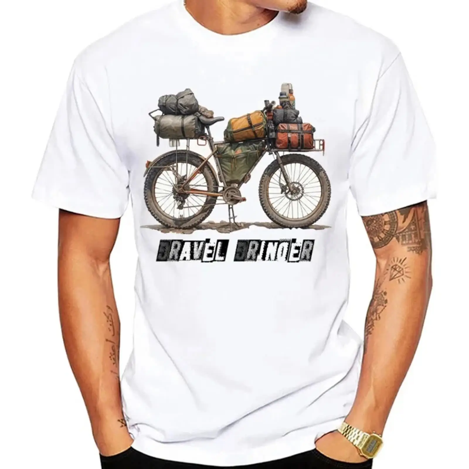 Cycling Gear Gravel - เสื้อยืดปั่นจักรยานกราเวลไบค์แพ็คกิ้งสำหรับผู้ชาย ฤดูร้อน จักรยานฟิกซ์เกียร์ SP สไตล์วินเทจ ซักแล้ว